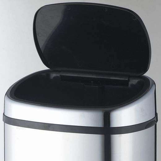 Stainless steel recycling bin in silver, 39.5 x 28 x 57 cm | Future