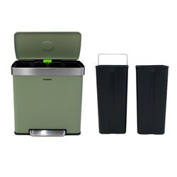 Metal recycling bin in green, 58 x 35.5 x 60 cm | Planet