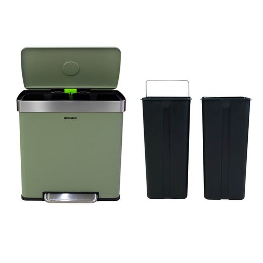 Metal recycling bin in green, 58 x 35.5 x 60 cm | Planet