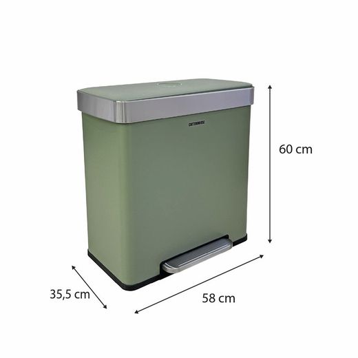 Metal recycling bin in green, 58 x 35.5 x 60 cm | Planet