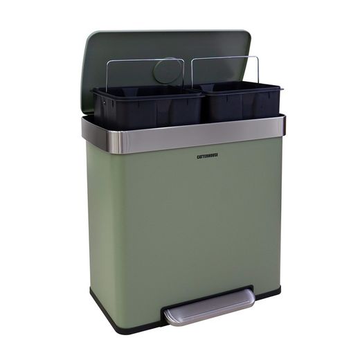 Metal recycling bin in green, 58 x 35.5 x 60 cm | Planet