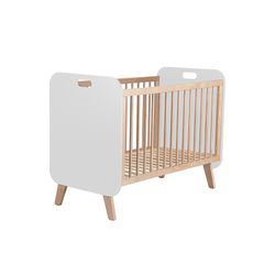 Pine crib in natural and white, 126.8 x 68 x 96 cm | Paris