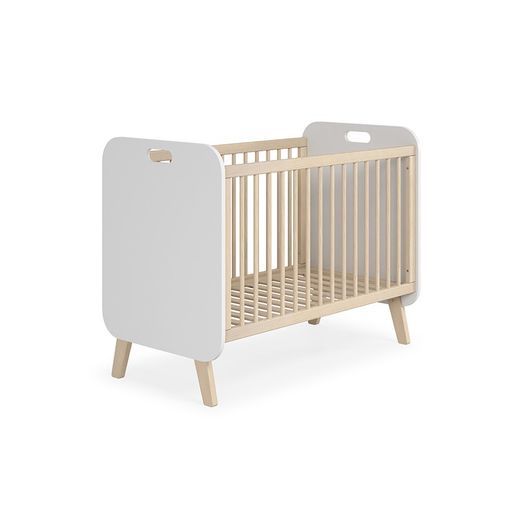 Pine crib in natural and white, 126.8 x 68 x 96 cm | Paris
