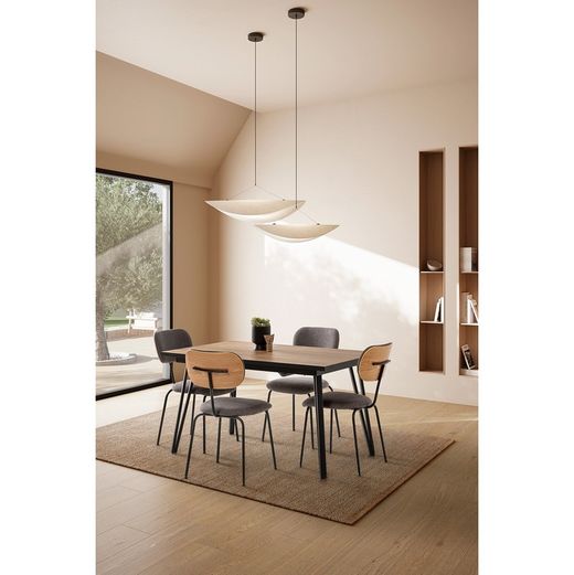 Holz in Natur und Schwarz, 140-180 x 90 x 77 cm | Cleo