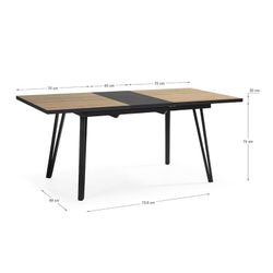 Holz in Natur und Schwarz, 140-180 x 90 x 77 cm | Cleo