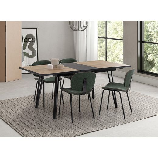 Holz in Natur und Schwarz, 140-180 x 90 x 77 cm | Cleo