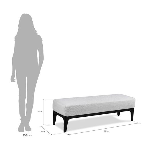 DELFT | Repose pied de lit capitonné Pearl 153 x 46 x 46 cm