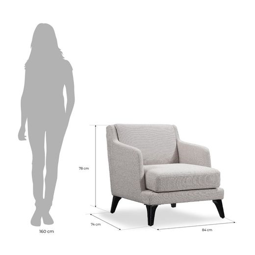 DELFT | Poltrona com braços e almofada estofada em bege 74 x 84 x 78 cm