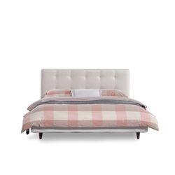 DELFT | Parelgrijs gestoffeerd bed 150 x 200 cm