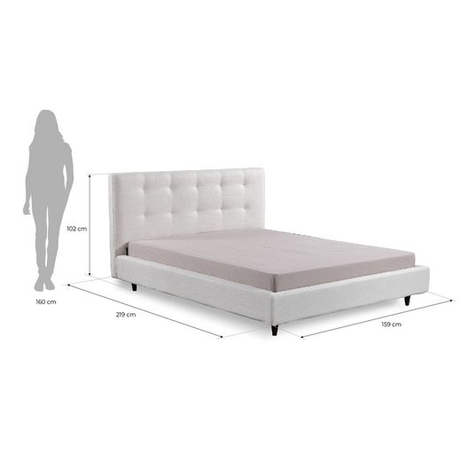 DELFT | Parelgrijs gestoffeerd bed 150 x 200 cm