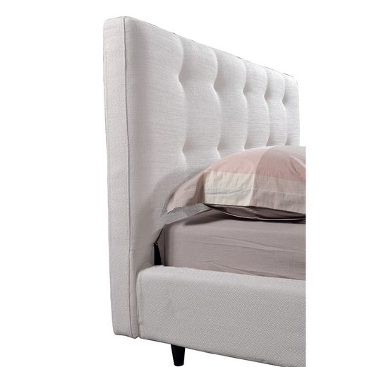 DELFT | Parelgrijs gestoffeerd bed 150 x 200 cm