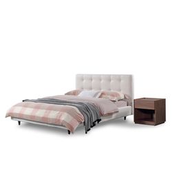 DELFT | Parelgrijs gestoffeerd bed 150 x 200 cm