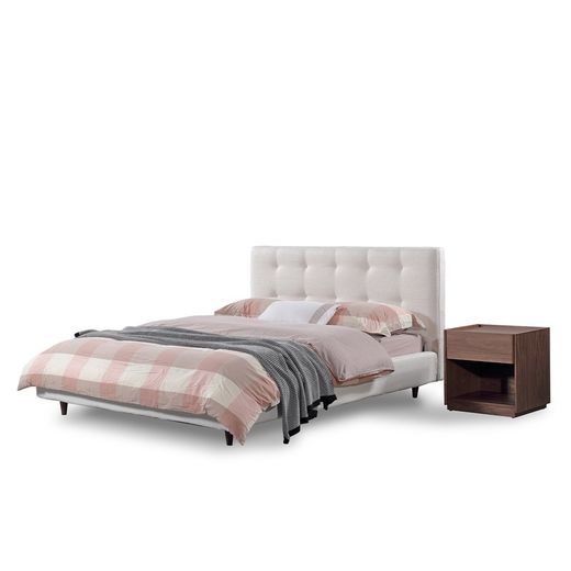 DELFT | Parelgrijs gestoffeerd bed 150 x 200 cm