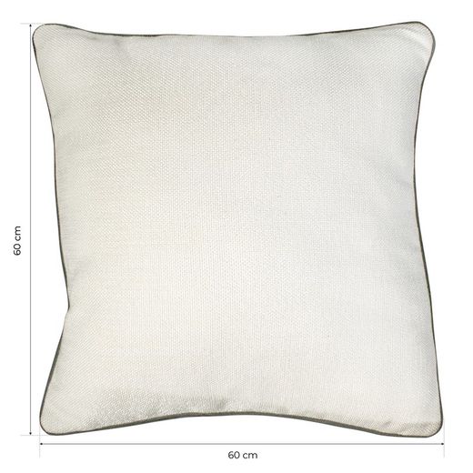 DELFT | Coussin couleur perle avec garniture noir mat 60 x 60 cm