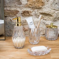 Ensemble de salle de bain en verre gaufré, 4 pièces