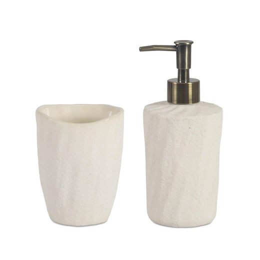 Dispensador de cerámica en beige, 8 x 8 x 18,5 cm | Sand