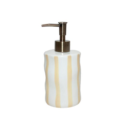 Dispensador de cerámica en blanco y beige, 8 x 8 x 17 cm | Bari