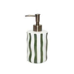 Dispensador de cerámica en blanco y verde, 8 x 8 x 17 cm | Corfú