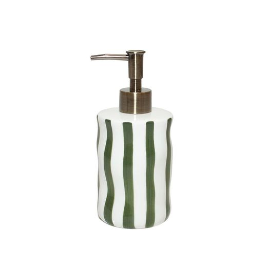 Dispensador de cerámica en blanco y verde, 8 x 8 x 17 cm | Corfú