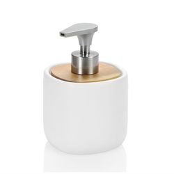 Κεραμικό / Ξύλο Acacia Dispenser 430ml Λευκό, Ø9,5x14cm