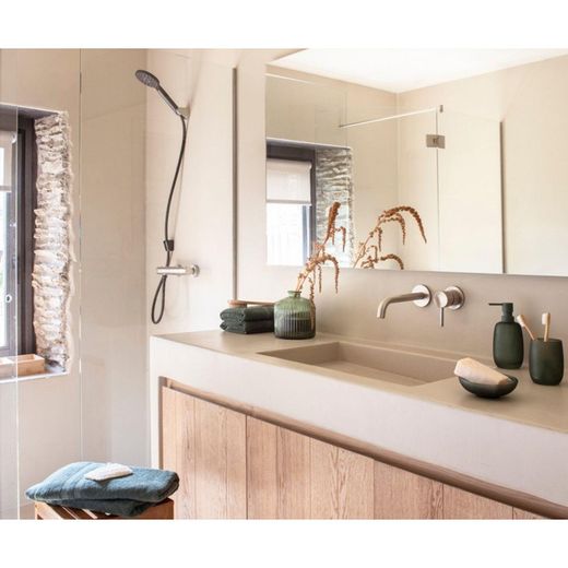 Green Translucent Glass Bathroom Set, 3 Pieces | Murano