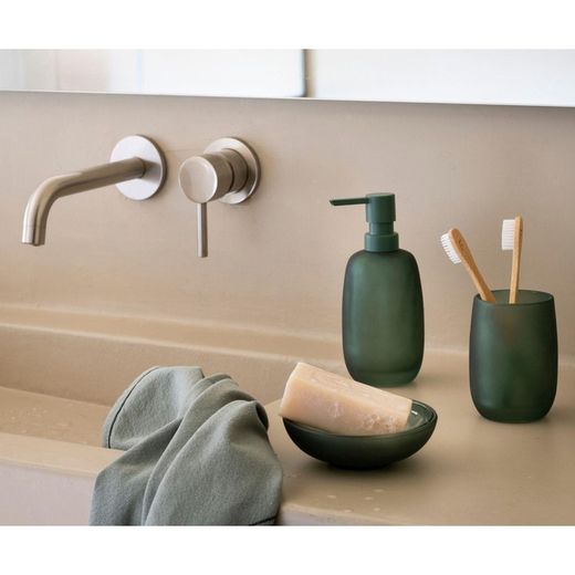 Green Translucent Glass Bathroom Set, 3 Pieces | Murano