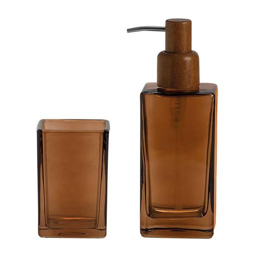 Crystal and Acacia Bathroom Set, 3 Pieces | Naples