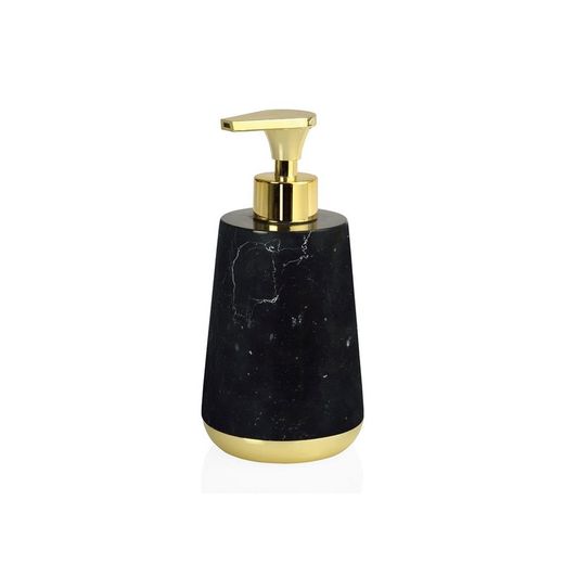 Dispensador de jabón para baño de mármol negro y dorado Ø8'5x17'5 cm