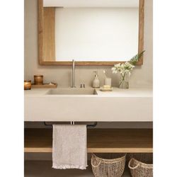 Beige badkamerset van polyresin en hout, 3-delig | Schelp