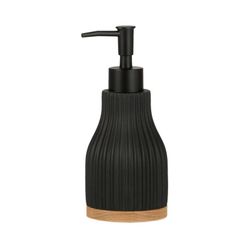 Black polyresin and wood bathroom set, 4 pieces | Shell