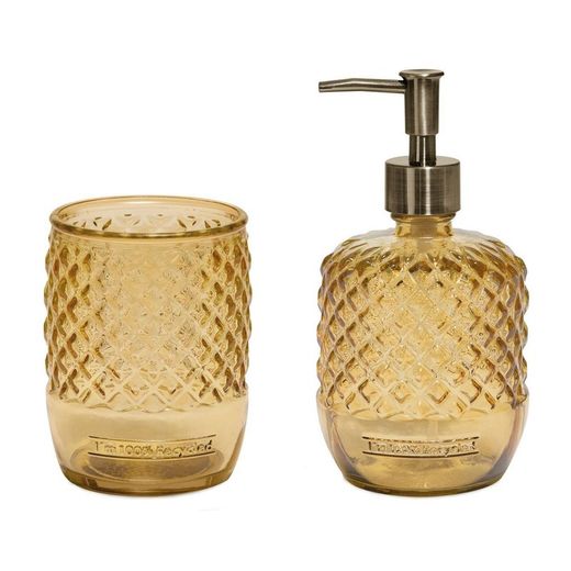 Zestaw łazienkowy z żółtego dmuchanego szkła, 2 sztuki | Lizbona