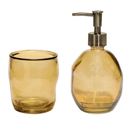 Yellow Blown Glass Bathroom Set, 2 Pieces | Sicily