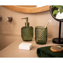 Zestaw łazienkowy z zielonego dmuchanego szkła, 2 sztuki | Lizbona