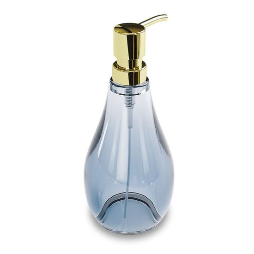 Dozownik na mydło w kropelkach przezroczysty niebieski, 8x8x20cm