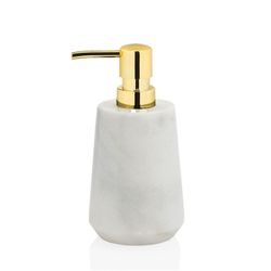 Marble Dispenser 140ml White / Gold, Ø8.5x17 cm