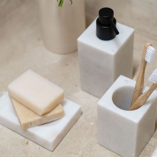 Marble Dispenser 150ml White / Black, 7x7x18cm