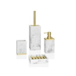Wit en goud marmeren badkamer set