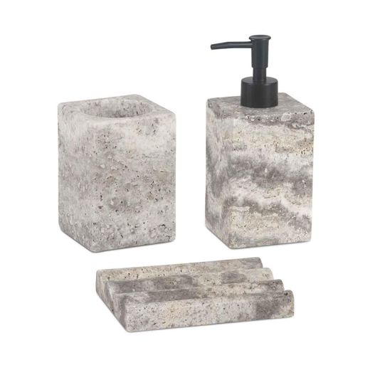 Dispensador de mármol en gris y marrón, 7 x 7 x 20 cm | Grey
