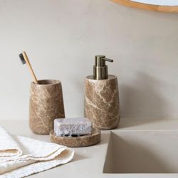 Ensemble de salle de bain 3 pièces en marbre marron | Marbre marron