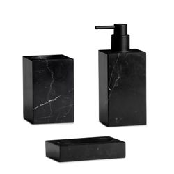Dispensador de mármore em preto, 7 x 7 x 18 cm