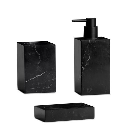 Black marble bathroom pack, 3 pieces