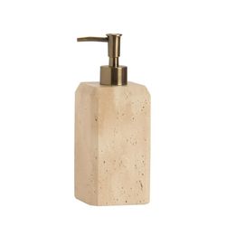 Distributeur en marbre travertin beige, 7,5 x 7,5 x 19 cm | Travertin