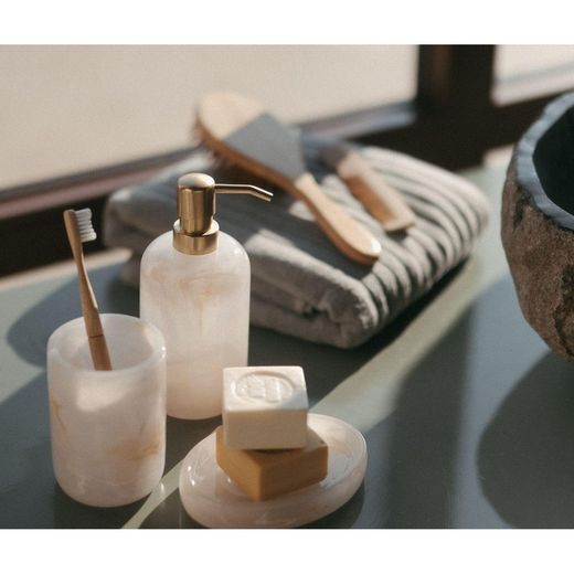 Distributeur en polyrésine effet nacré, Ø8 x 18 cm | Nacre