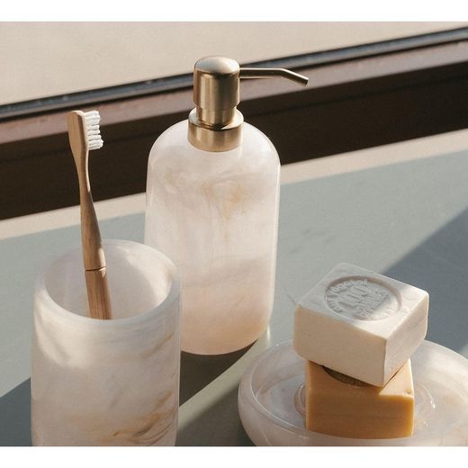 Distributeur en polyrésine effet nacré, Ø8 x 18 cm | Nacre