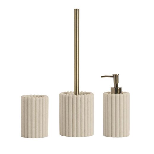 Distributeur en polyrésine beige, 7 x 7 x 17 cm | Rayures