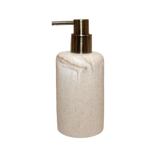 Dispensador de poliresina en beige efecto mármol, 7,5 x 7,5 x 19 cm | Pearl