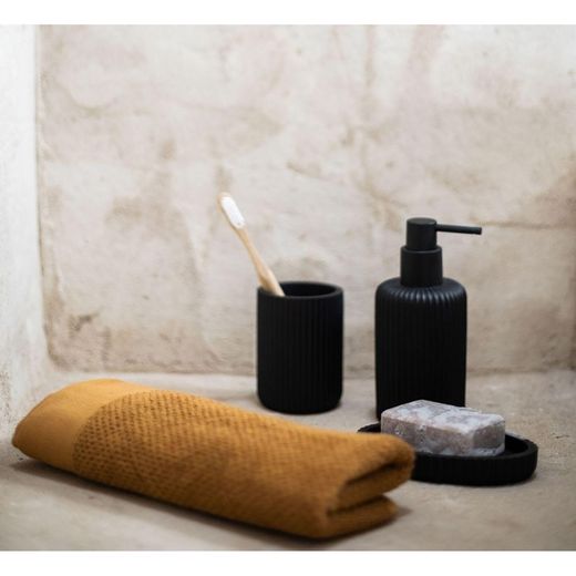 Distributeur en polyrésine noire, Ø7 x 16 cm | Rayures