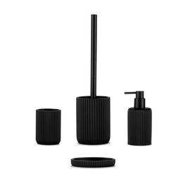 Dispensador em poliresina preto, Ø7 x 16 cm | Listras