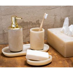 Pink marble effect bathroom set, 4 pieces | Cloudy