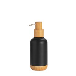 Black polyresin and bamboo bathroom set, 4 pieces